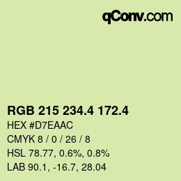 カラーコード: RGB 215 234.4 172.4 | qconv.com