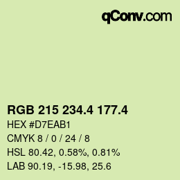 カラーコード: RGB 215 234.4 177.4 | qconv.com