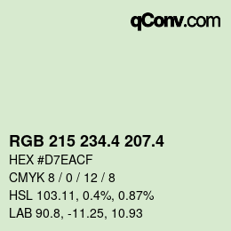 カラーコード: RGB 215 234.4 207.4 | qconv.com