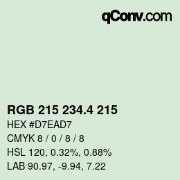 カラーコード: RGB 215 234.4 215 | qconv.com