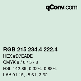 カラーコード: RGB 215 234.4 222.4 | qconv.com