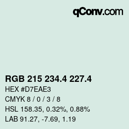 カラーコード: RGB 215 234.4 227.4 | qconv.com