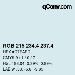 カラーコード: RGB 215 234.4 237.4 | qconv.com