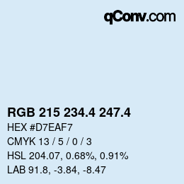 カラーコード: RGB 215 234.4 247.4 | qconv.com