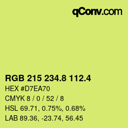 カラーコード: RGB 215 234.8 112.4 | qconv.com