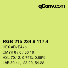 カラーコード: RGB 215 234.8 117.4 | qconv.com