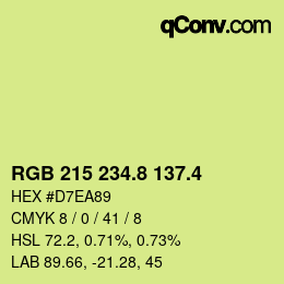 カラーコード: RGB 215 234.8 137.4 | qconv.com