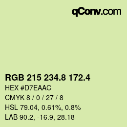 カラーコード: RGB 215 234.8 172.4 | qconv.com