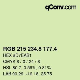 カラーコード: RGB 215 234.8 177.4 | qconv.com