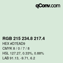 カラーコード: RGB 215 234.8 217.4 | qconv.com