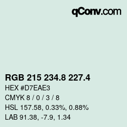 カラーコード: RGB 215 234.8 227.4 | qconv.com
