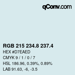 カラーコード: RGB 215 234.8 237.4 | qconv.com