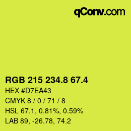 カラーコード: RGB 215 234.8 67.4 | qconv.com