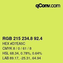 カラーコード: RGB 215 234.8 92.4 | qconv.com