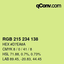 颜色代码: RGB 215 234 138 | qconv.com