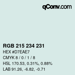 Code couleur: RGB 215 234 231 | qconv.com