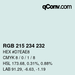Código de color: RGB 215 234 232 | qconv.com
