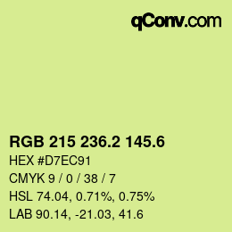 カラーコード: RGB 215 236.2 145.6 | qconv.com