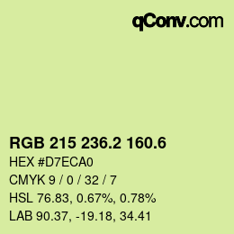 カラーコード: RGB 215 236.2 160.6 | qconv.com