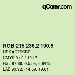 カラーコード: RGB 215 236.2 190.6 | qconv.com