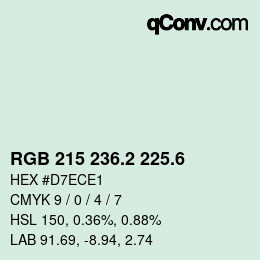 カラーコード: RGB 215 236.2 225.6 | qconv.com