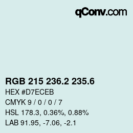 カラーコード: RGB 215 236.2 235.6 | qconv.com