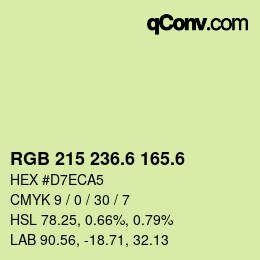 カラーコード: RGB 215 236.6 165.6 | qconv.com