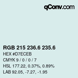 カラーコード: RGB 215 236.6 235.6 | qconv.com