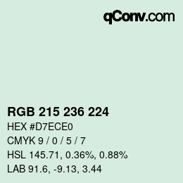 Farbcode: RGB 215 236 224 | qconv.com