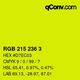 カラーコード: RGB 215 236 3 | qconv.com