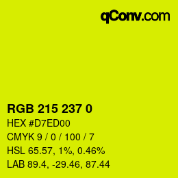 Color code: RGB 215 237 0 | qconv.com