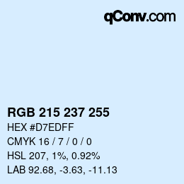 カラーコード: RGB 215 237 255 | qconv.com