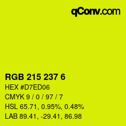 Color code: RGB 215 237 6 | qconv.com