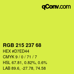 Color code: RGB 215 237 68 | qconv.com