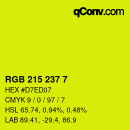 Color code: RGB 215 237 7 | qconv.com