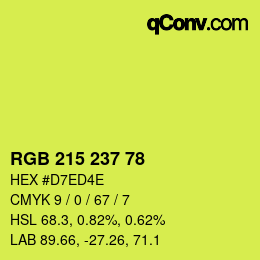 Color code: RGB 215 237 78 | qconv.com