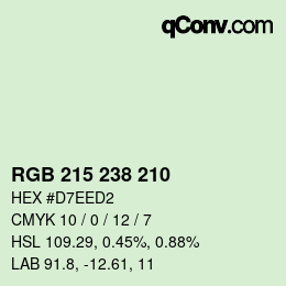 カラーコード: RGB 215 238 210 | qconv.com