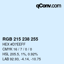 カラーコード: RGB 215 238 255 | qconv.com