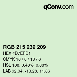 Color code: RGB 215 239 209 | qconv.com