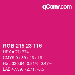カラーコード: RGB 215 23 116 | qconv.com