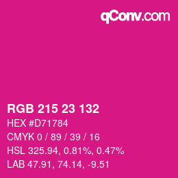 Color code: RGB 215 23 132 | qconv.com