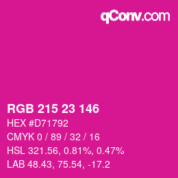 Color code: RGB 215 23 146 | qconv.com