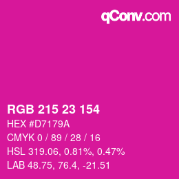 カラーコード: RGB 215 23 154 | qconv.com