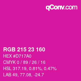 Color code: RGB 215 23 160 | qconv.com