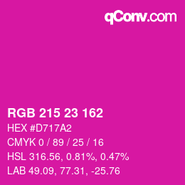 Color code: RGB 215 23 162 | qconv.com
