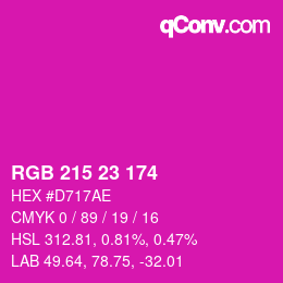 Color code: RGB 215 23 174 | qconv.com