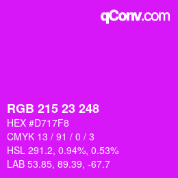 Color code: RGB 215 23 248 | qconv.com