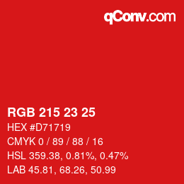 Color code: RGB 215 23 25 | qconv.com