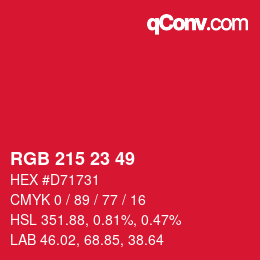 Color code: RGB 215 23 49 | qconv.com
