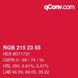 Color code: RGB 215 23 55 | qconv.com